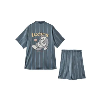 GUKOO x LUSIFU,LIANMINGKUAN Summer Pajama Set Men's Dark Cyan Gray