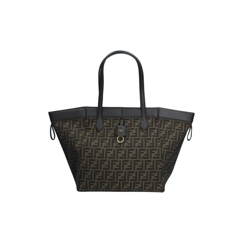FENDI Polyester With Calfskin Paper Folding Bag, Bucket Bag, One Shoulder Handbag Large Size Women's Brown-2