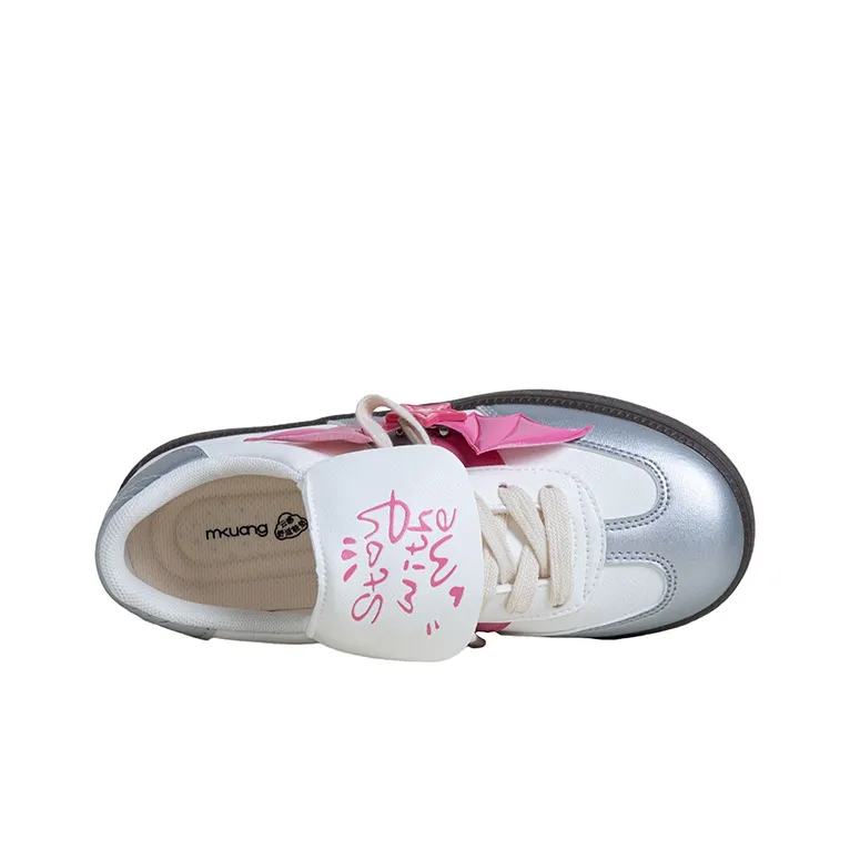MINGKUANG Streetwear Cream Puff Shoes, Box Anti Slip Wear Resistant Low Top Skateboard Shoes Women's Pink-3