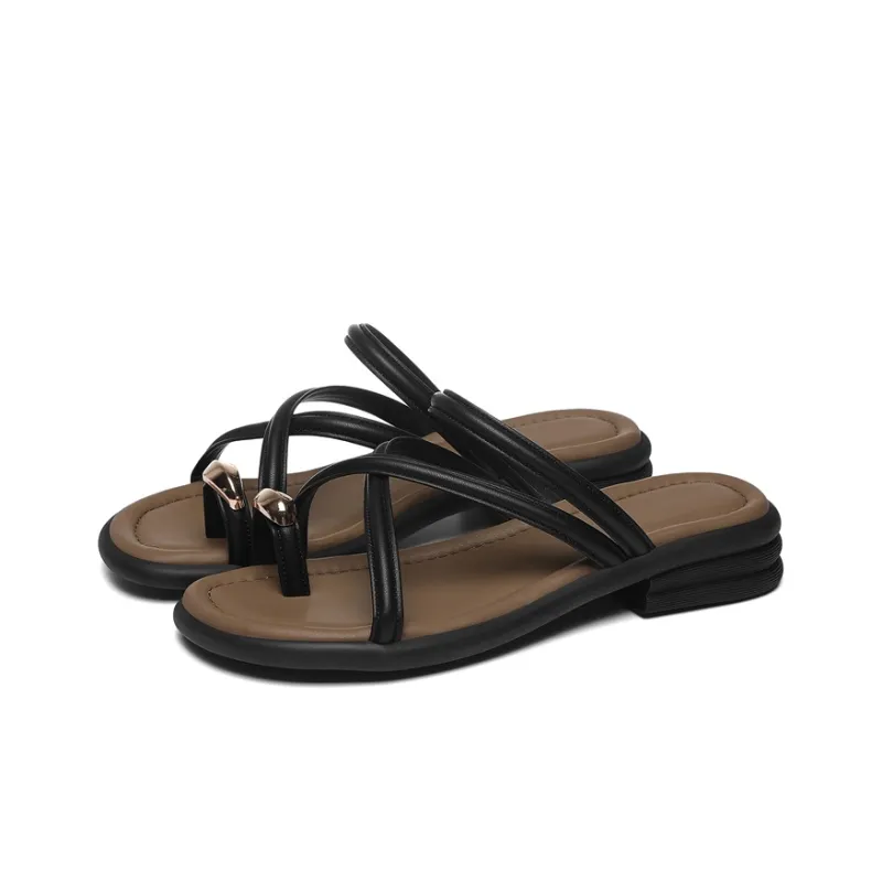 Golden Silk Rabbit Rubber Sole Quiet Slip-Resistant Quick Dry Slide Slippers Women's Black-2