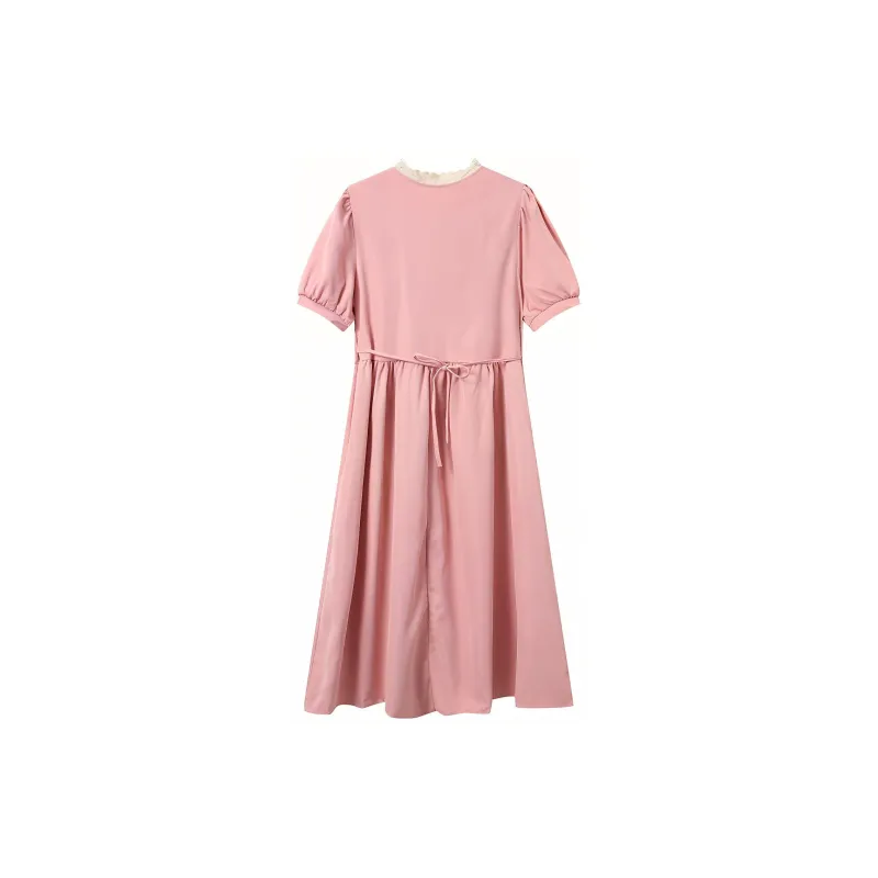 Adeworn Short Sleeved Dress Women's Pink-1