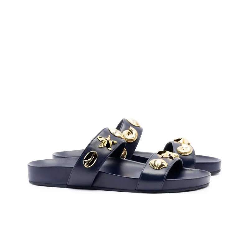 Larroude Slide Slippers Women's Marine Blue-2