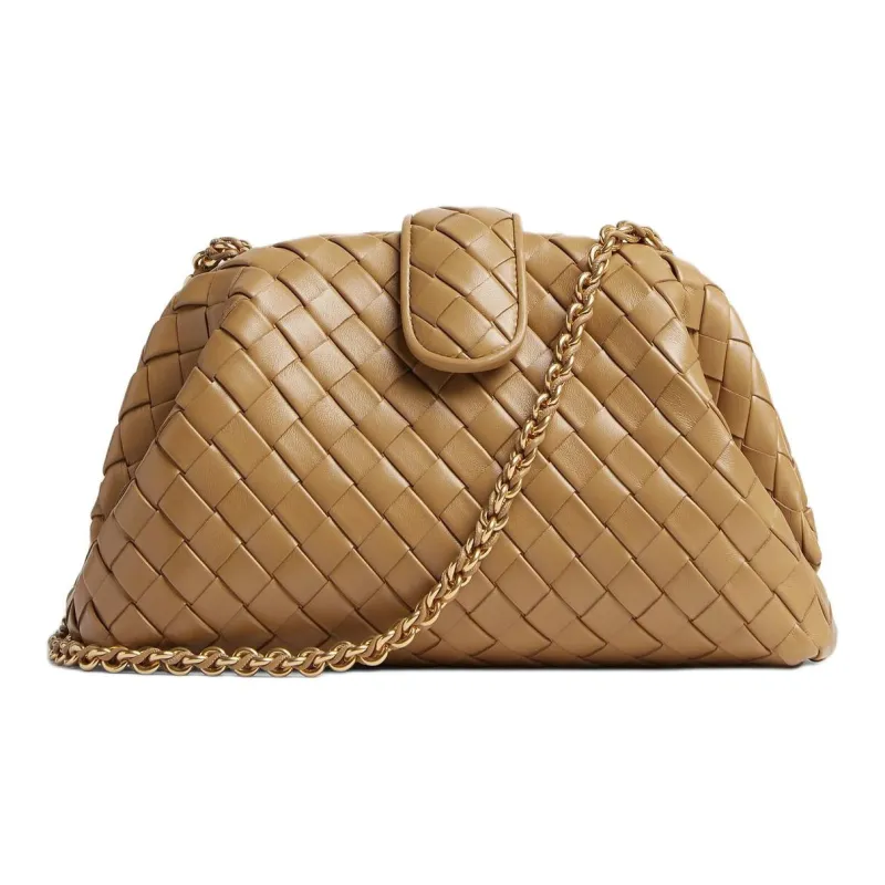 Bottega Veneta Sheepskin One Shoulder Clutch Women's Dark Nut Brown-1