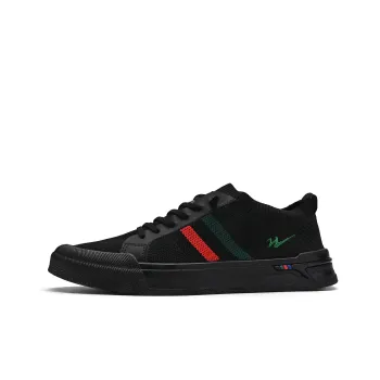 Binary Slip Resistant Cushioning Wear Resistant Lightweight Breathable Low Top Skateboard Shoes Men's Black