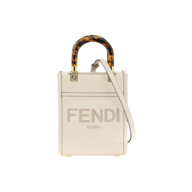 FENDI Sunshine Calfskin Tote Bag, Shopping Bag, Shoulder Bag, Crossbody Bag, Handbag Mini Women's White-0