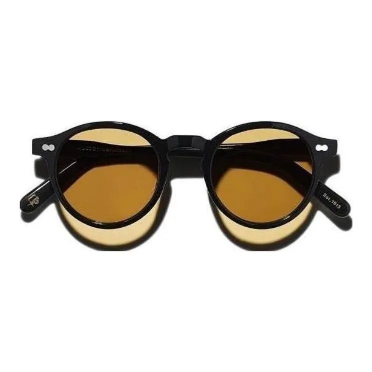 MOSCOT Acetate Round Sunglasses Men's Black-1