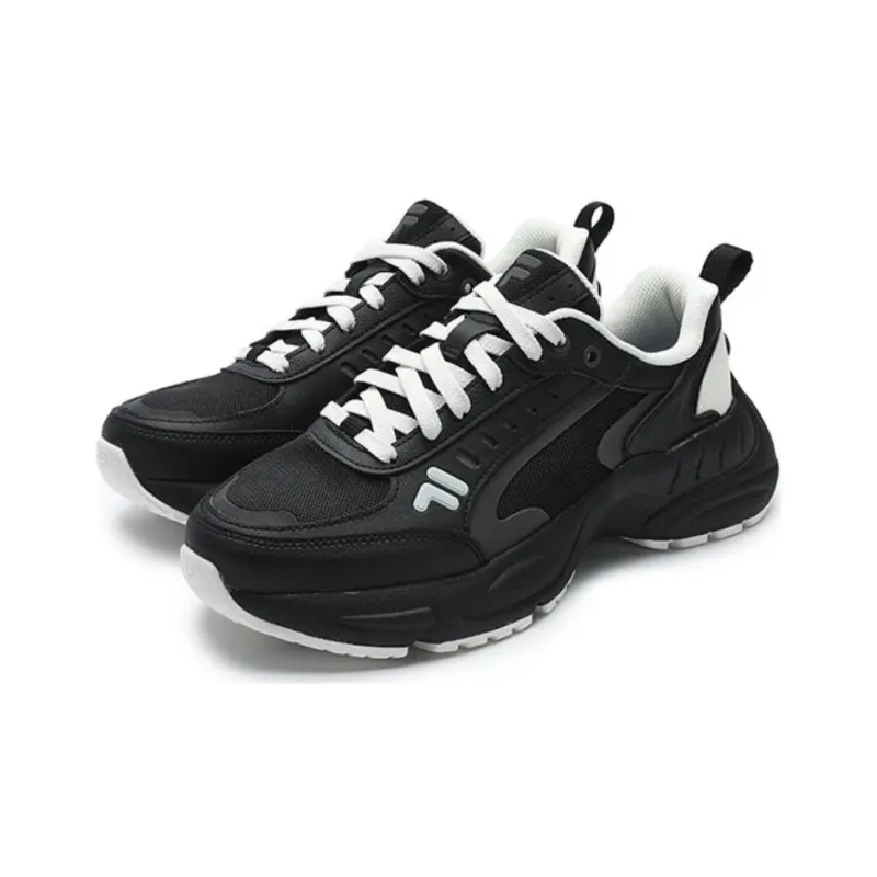 FILA FUSION RACEUP Anti Slip Wear Resistant Breathable Lightweight Low Top Casual Shoes Women's Black White-1
