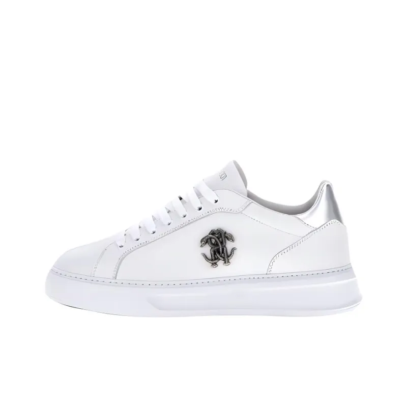 Roberto Cavalli Monogram RC Low-Top Skateboard Shoes Men's White-0