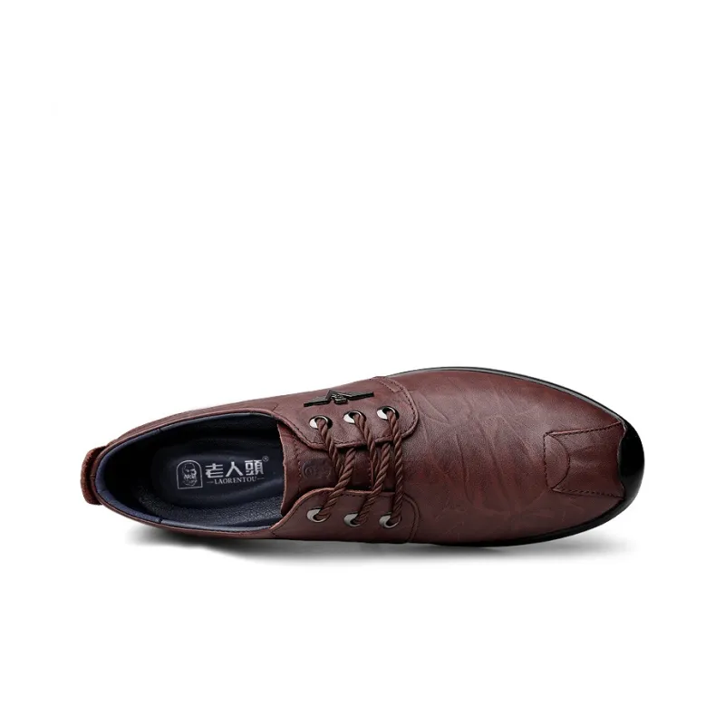 LAORENTOU Dress Shoes Men Low Top Light Brown/Dark Brown-11