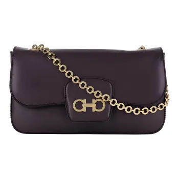 FERRAGAMO Genuine Leather Portable Crossbody Bag, Shoulder Bag Women's Purple