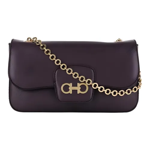 FERRAGAMO Genuine Leather Handbag, Shoulder Bag, Crossbody Bag Regular Women's Purple