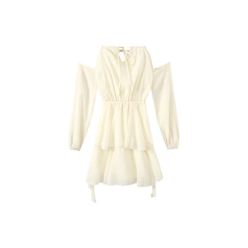 Adeworn Long Sleeved Dress Women's Apricot-1