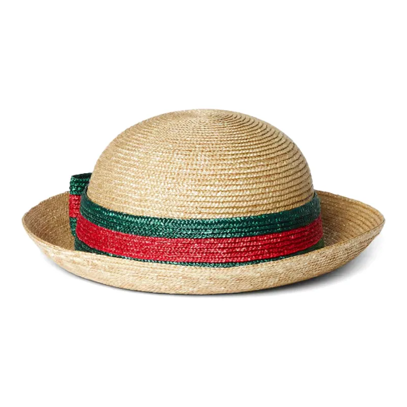 GUCCI Straw Bucket Hats Kids' Khaki-2