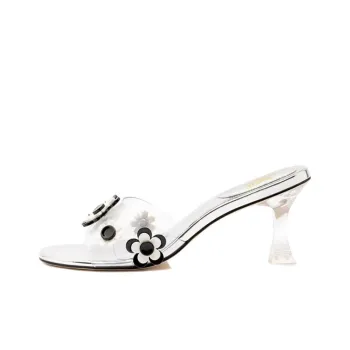 Larroude Slide Slippers 6.35cm Women's Black White