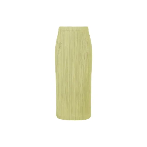 PLEATS PLEASE ISSEY MIYAKE Casual Long Skirts Women's Cream Yellow