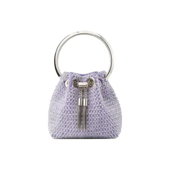 Jimmy Choo Beaded Embroidered Satin Bucket Bags Shoulder Bag Crossbody Bag Handbag Micro Women's Tanzanite Blue