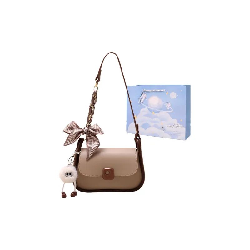 Duoluplo Doron Paul PU Shoulder Bag Regular Women's Black With Charm/Khaki With Charm/White With Charm-5