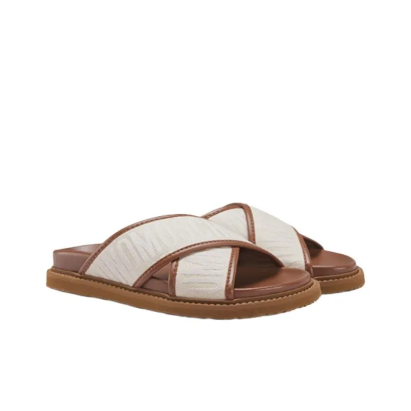 MOSCHINO Logo-print Leather Slides-2