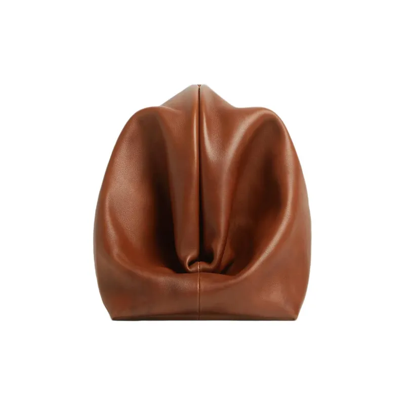 Bottega Veneta Calfskin With Weathered Leather Clutch Tubas Women's Brown-1