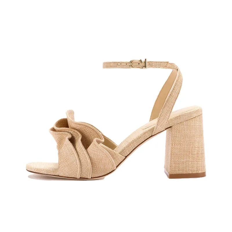 Larroude Selena Strap Sandals 7.5cm Women's Beige-0