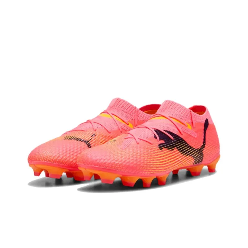 PUMA AG Short Rubber Studs FG Long Rubber Studs Cushioning Wear Resistant Soccer Shoes Unisex Pink Yellow-2
