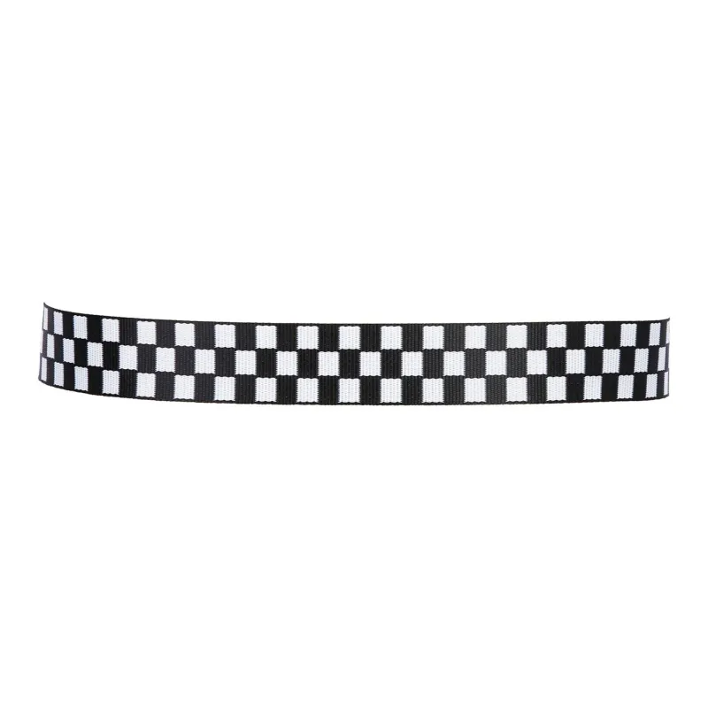 MUSTKOO Checkerboard Trendy Webbing Belt With Button Closure, Adjustable Leather Belts Unisex-1