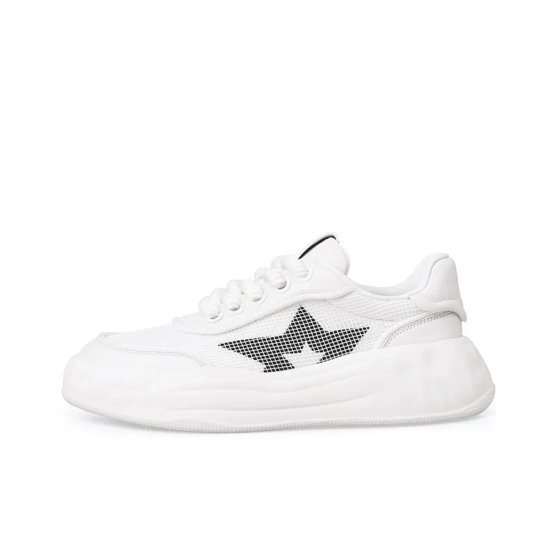 BOSSSUNWEN Whirlwind Ice Cream Cushioning Lightweight Low Top Skateboard Shoes Men's White-0