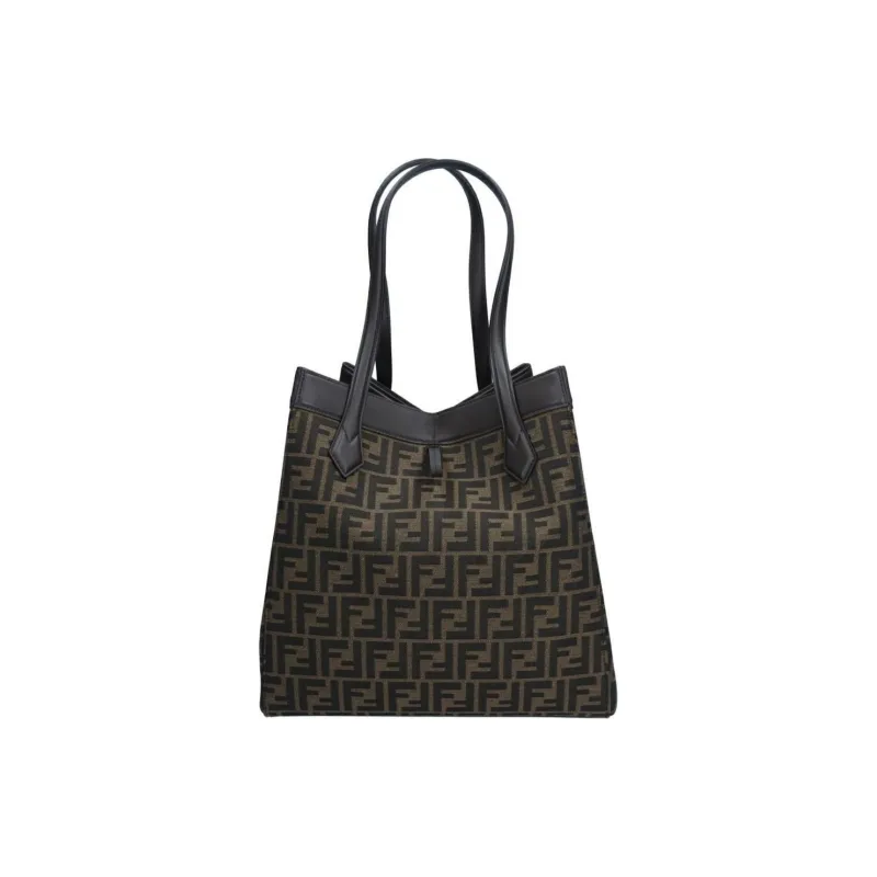 FENDI Polyester With Calfskin Paper Folding Bag, Bucket Bag, One Shoulder Handbag Large Size Women's Brown-1