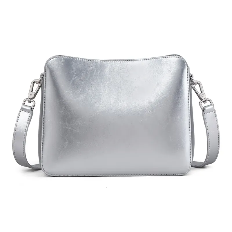MILLIE'S Synthetic Leather Shoulder Bag, Crossbody Bag, Bucket Bag Women's Silver-4