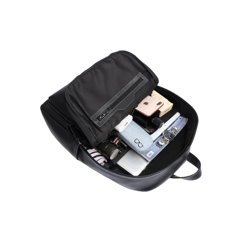 PULUWIRR Cow Leather Backpack Regular Unisex Black-1