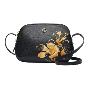 Pmsi Cow Leather Crossbody Bag Trumpets Women's Black