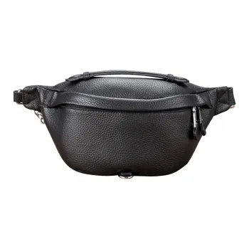 DOSRFINI Genuine Leather Top Grain Cow Leather Sling Bag Men's Black