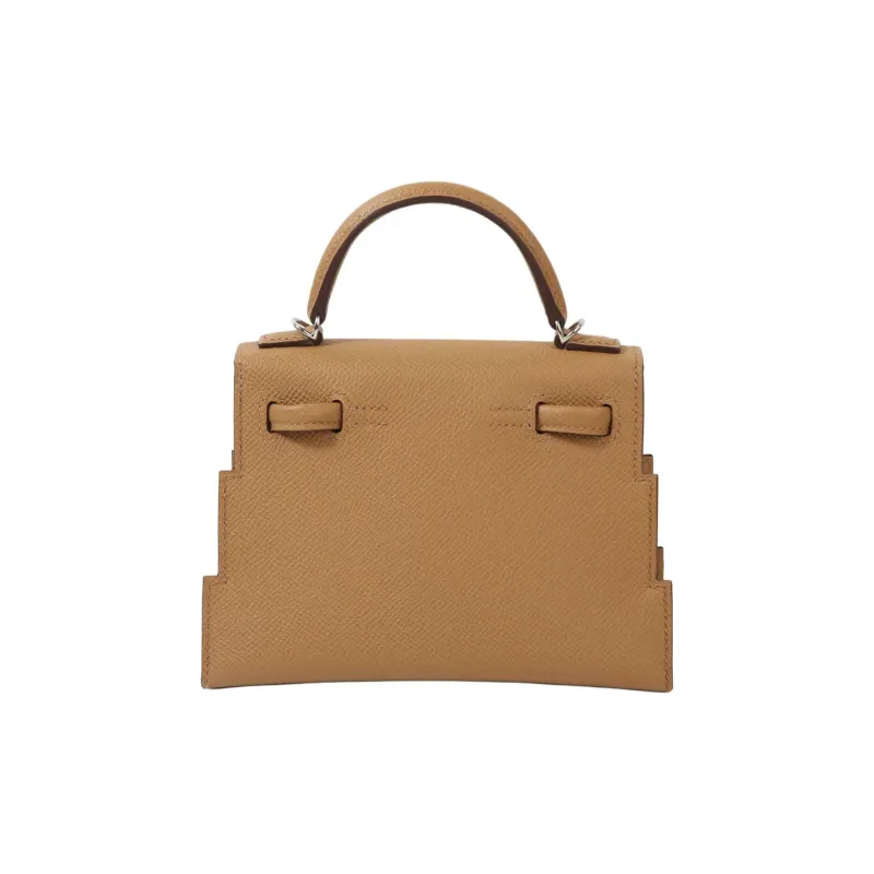 HERMES Kelly Doll Epsom Calfskin Shoulder Bag Crossbody Bag Handbag Women's Brown & Blue-4