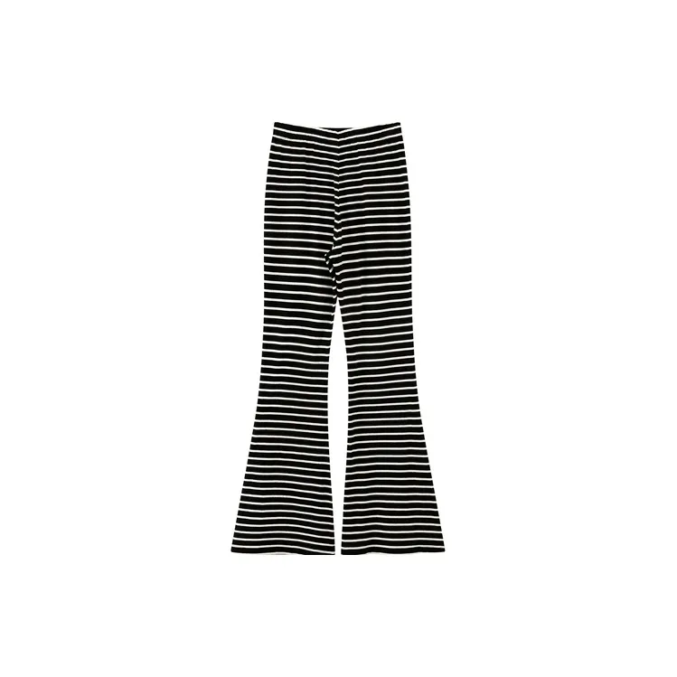 CHUU Casual Pants Women's Black White Stripes-1