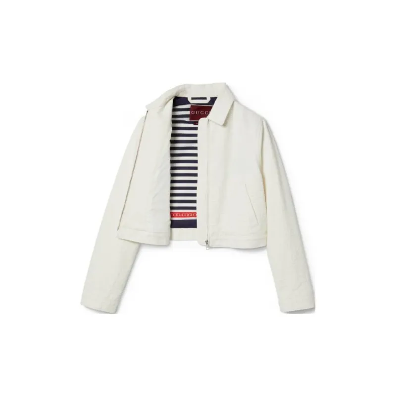 GUCCI Lido Jackets Coats Women's White-1