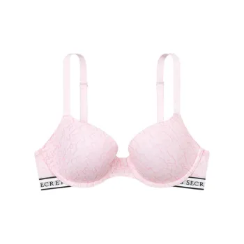 Victoria's Secret Xiaobing Cup Series 9605 Gathering Style LOGO Bottom Circumference Bra Women's Vibrant Pink