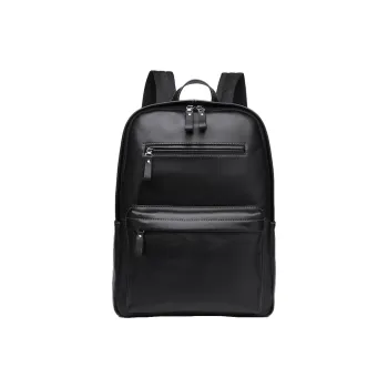 PULUWIRR Cow Leather Backpack Regular Unisex Black