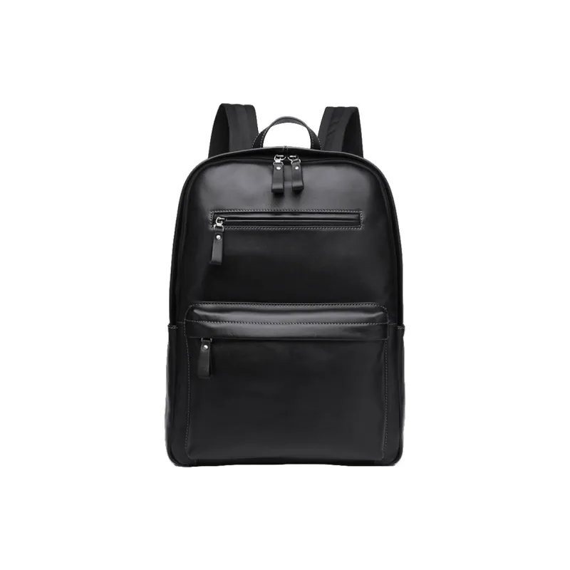 PULUWIRR Cow Leather Backpack Regular Unisex Black-0