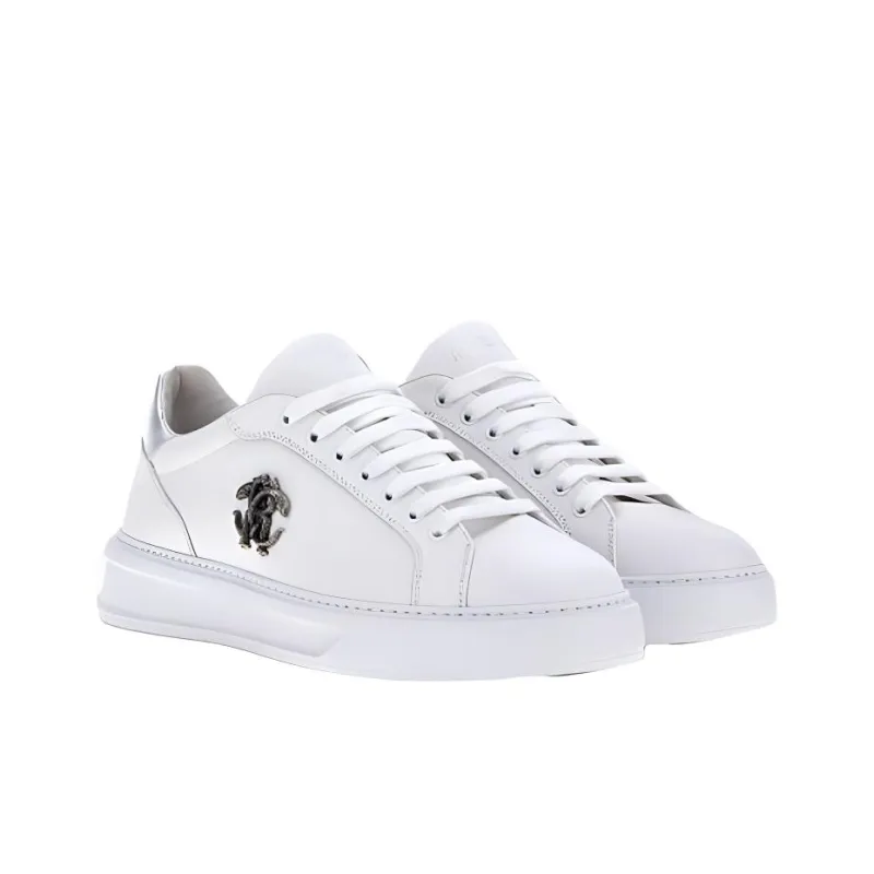 Roberto Cavalli Monogram RC Low-Top Skateboard Shoes Men's White-2