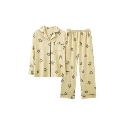 MIIOW Pajama Set Women's Khaki Small Flower