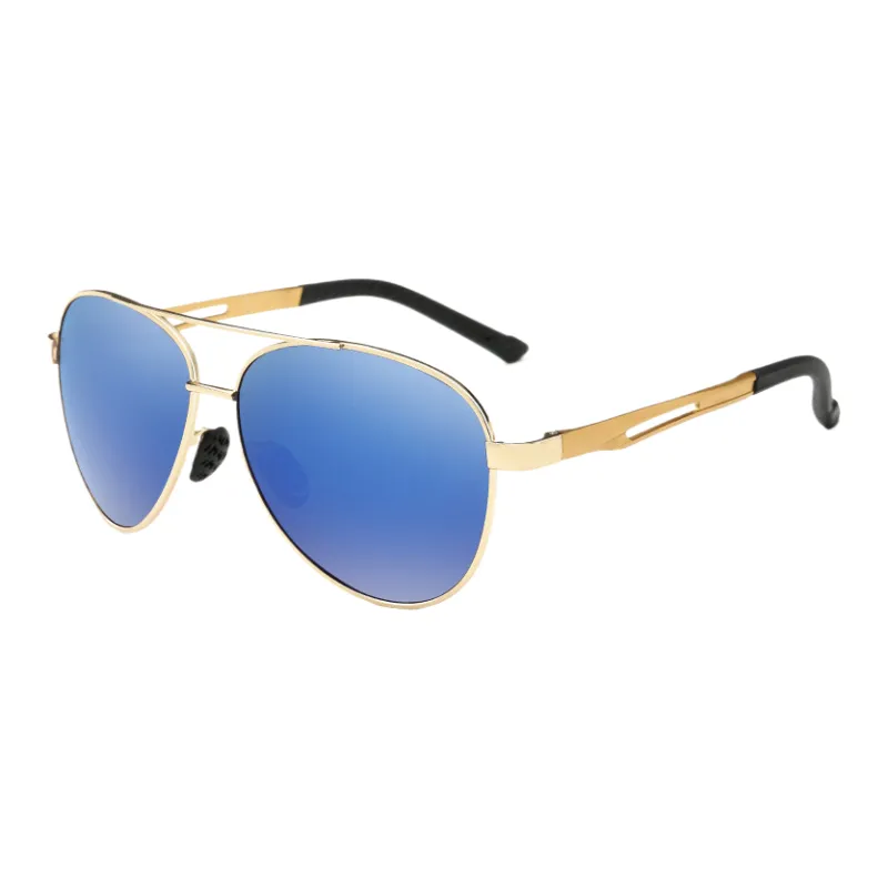 Thunder Pailong Alloy Aviator Sunglasses Unisex Black/Gray/Gold-4