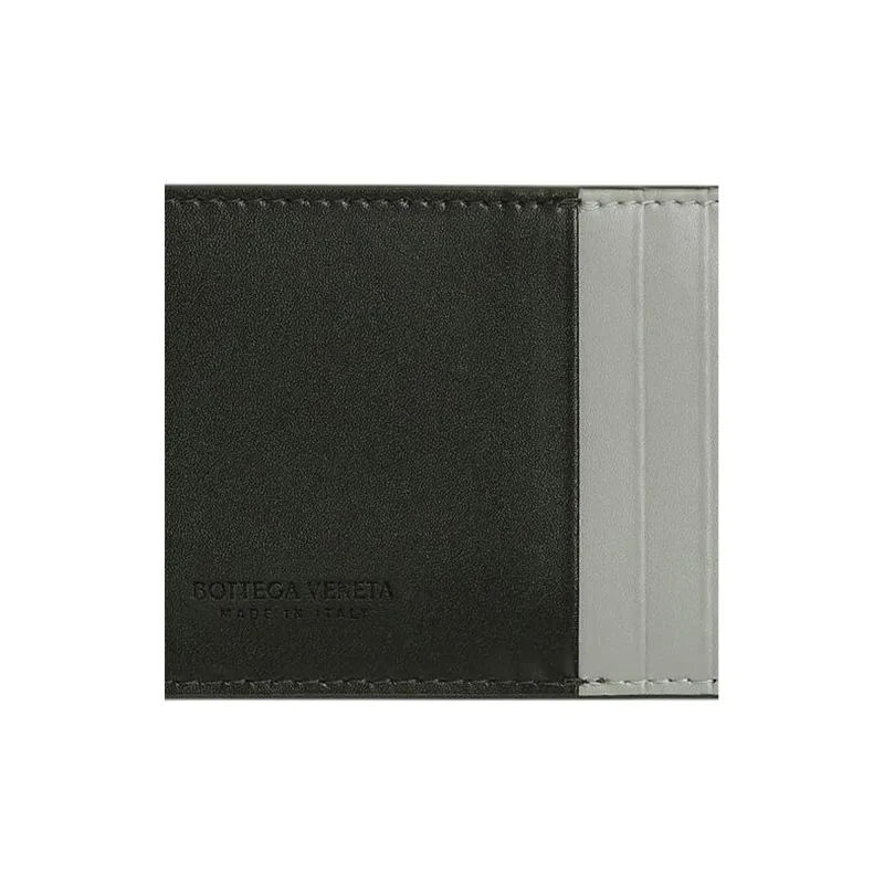 Bottega Veneta Cow Leather Card Holder Men's Dark Green & Agate Gray-2