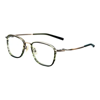 Four Nines Plate Frame Square Eyeglass Frames Unisex Green Tortoiseshell