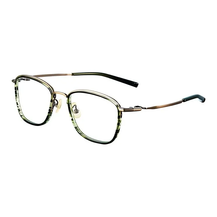 Four Nines Plate Frame Square Eyeglass Frames Unisex Green Tortoiseshell-0
