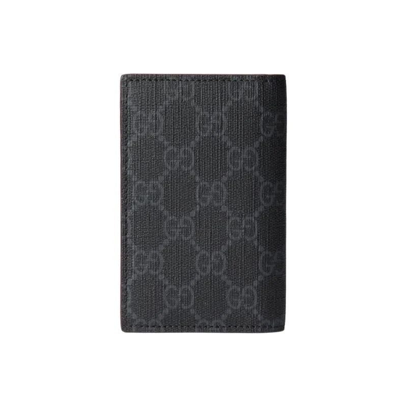 GUCCI Supreme Canvas Card Holder Men's Black & Burgundy-2