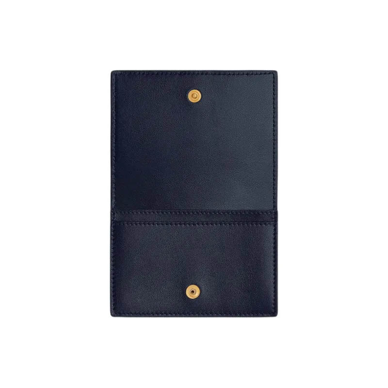 Bottega Veneta Intrecciato Calfskin With Denim Card Holder Women's Deep Abyss With Indigo-2
