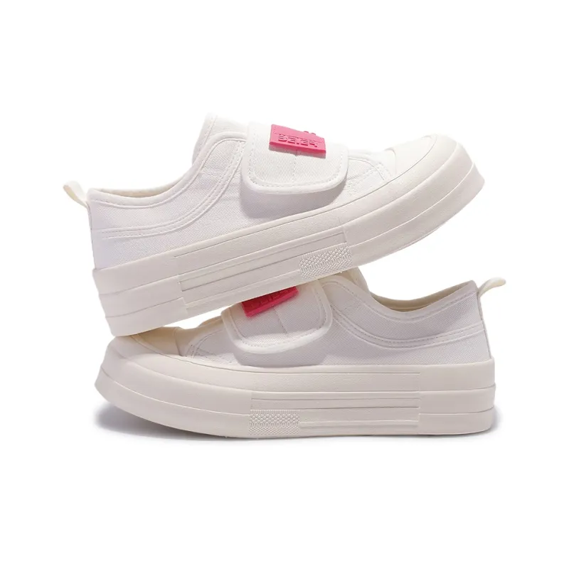 SNXR Anti Slip And Wear Resistant Height Increasing Cushioning Low Top Canvas Shoes Women's White Red-5