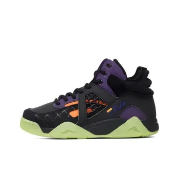 FILA FUSION Cage Cushioning Anti Slip And Wear Resistant Coverage Mid Top Basketball Shoes Men's Black Purple