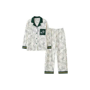 MIIOW Pajama Set Women's Dark Green Floral Print