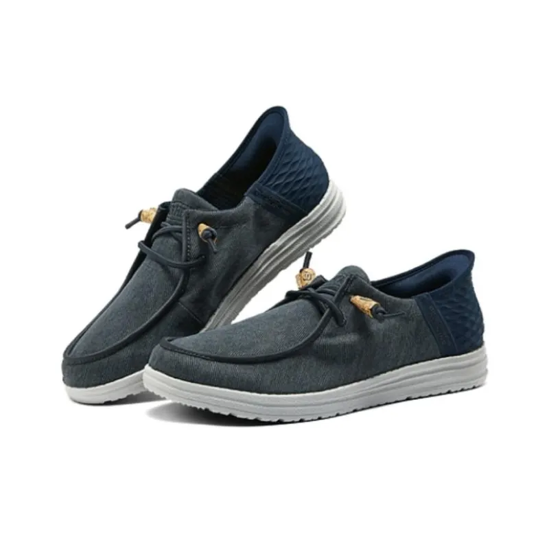 Skechers Slip Ins Non slip Lightweight Low Top Canvas Shoes Men's Marine Blue-3